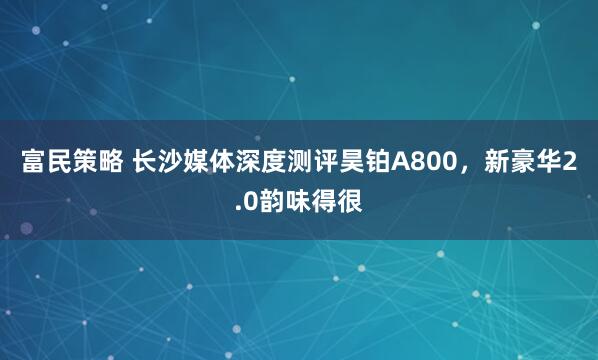 富民策略 长沙媒体深度测评昊铂A800，新豪华2.0韵味得很